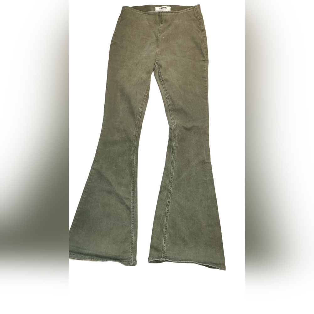 Rock & Roll Cowgirl Olive Green Flare Jeans